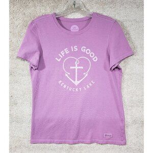 LIFE IS GOOD Womens Sz S Small T Shirt S/S Lt Purple Kentucky Lake Cotton EUC